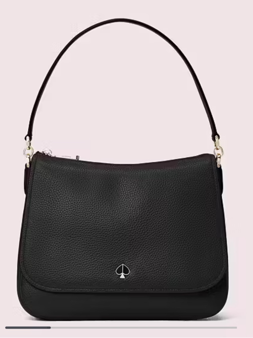 Kate Spade New York Polly Convertible Flap Leather Handbag Shoulder Strap Black